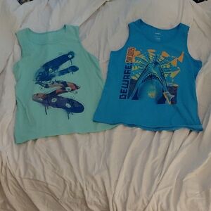 Kids Sleeveless Graphic Tank Tops - Blue & Aqua
